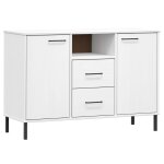 Vidaxl buffet avec pieds en m�tal blanc 113x40x77 cm bois massif oslo