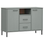 Vidaxl buffet avec pieds en m�tal gris 113x40x77 cm bois massif oslo