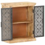 Vidaxl buffet avec portes en acier 60x35x75 cm bois de manguier solide