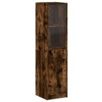Vidaxl buffet avec porte en verre ch�ne fum� 35x37x142 cm