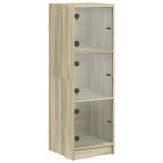 Vidaxl buffet avec portes en verre ch�ne sonoma 35x37x109 cm