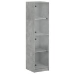 Vidaxl buffet avec portes en verre gris b�ton 35x37x142 cm