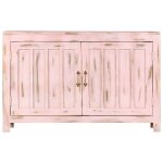 Vidaxl buffet rose clair 110x35x70 cm bois de manguier massif