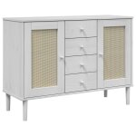Vidaxl buffet senja aspect rotin blanc 112x40x80cm bois massif de pin Vidaxl buffet senja aspect rotin blanc 112x40x80cm bois massif de pin