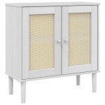 Vidaxl buffet senja aspect rotin blanc 80x35x80 cm bois massif de pin