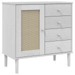 Vidaxl buffet senja aspect rotin blanc 80x40x80 cm bois massif de pin