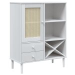 Vidaxl buffet senja aspect rotin blanc 90x40x112cm bois massif de pin