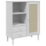 Vidaxl buffet senja aspect rotin blanc 90x40x112cm bois massif de pin