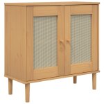 Vidaxl buffet senja aspect rotin marron 80x35x80 cm bois massif de pin