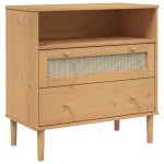 Vidaxl buffet senja aspect rotin marron 80x40x80 cm bois massif de pin