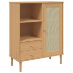 Vidaxl buffet senja aspect rotin marron 90x40x112cm bois massif de pin