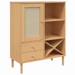 Vidaxl buffet senja aspect rotin marron 90x40x112cm bois massif de pin
