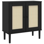 Vidaxl buffet senja aspect rotin noir 80x35x80 cm bois massif de pin