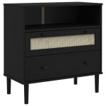 Vidaxl buffet senja aspect rotin noir 80x40x80 cm bois massif de pin