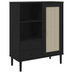 Vidaxl buffet senja aspect rotin noir 90x40x112cm bois massif de pin