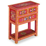 Vidaxl buffet avec tiroirs bois massif de manguier peinture rose