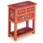 Vidaxl buffet avec tiroirs bois massif de manguier peinture rose