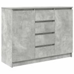 Vidaxl buffet avec tiroirs gris b�ton 100, 5x35x76 cm bois d'ing�nierie