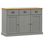 Vidaxl buffet avec tiroirs vigo 113x40x75 cm gris bois massif de pin