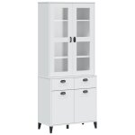 Vidaxl buffet viken blanc 80x40x190 cm bois massif de pin