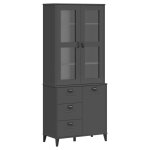 Vidaxl buffet viken gris anthracite 80x40x190 cm bois massif de pin