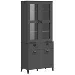 Vidaxl buffet viken gris anthracite 80x40x190 cm bois massif de pin