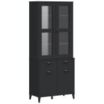 Vidaxl buffet viken noir 80x40x190 cm bois massif de pin