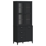 Vidaxl buffet viken noir 80x40x190 cm bois massif de pin