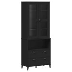 Vidaxl buffet viken noir 80x40x200 cm bois massif de pin