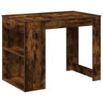Vidaxl bureau avec tiroir et tagre chne fum bois d'ingnierie