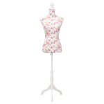 Vidaxl buste de couture de femme en coton blanc motifs � rosiers