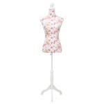 Vidaxl buste de couture de femme en coton blanc motifs  rosiers