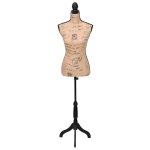Vidaxl buste de couture mannequin de femme marron et noir jute