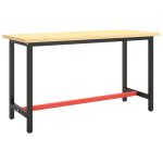 Vidaxl cadre de banc de travail noir et rouge mat 140x50x79 cm m�tal