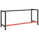 Vidaxl cadre de banc de travail noir et rouge mat 180x57x79 cm m�tal