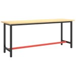 Vidaxl cadre de banc de travail noir et rouge mat 190x50x79 cm m�tal