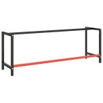 Vidaxl cadre de banc de travail noir et rouge mat 220x57x79 cm m�tal