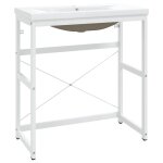 Vidaxl cadre de lavabo de salle de bain vasque � encastrer blanc fer