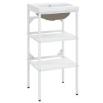 Vidaxl cadre de lavabo de salle de bain vasque � encastrer blanc fer