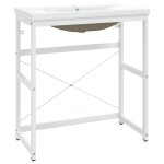 Vidaxl cadre de lavabo de salle de bain vasque  encastrer blanc fer
