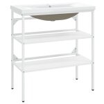 Vidaxl cadre de lavabo de salle de bain vasque  encastrer blanc fer