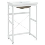 Vidaxl cadre de lavabo de salle de bain vasque � encastrer blanc fer