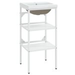 Vidaxl cadre de lavabo de salle de bain vasque  encastrer blanc fer