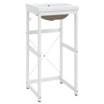 Vidaxl cadre de lavabo de salle de bain vasque  encastrer blanc fer