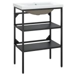 Vidaxl cadre de lavabo de salle de bain vasque  encastrer noir fer