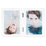 Vidaxl cadre photo d�pliable en deux blanc 2x(13x18 cm)
