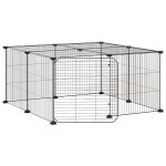 Vidaxl cage animaux de compagnie � 12 panneaux et porte noir 35x35 cm
