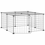 Vidaxl cage animaux de compagnie � 12 panneaux et porte noir 70x70x35 cm