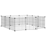 Vidaxl cage pour animaux de compagnie � 12 panneaux avec porte, noire, 35 x 35 cm, acier