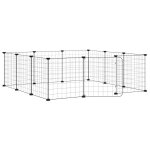 Vidaxl cage pour animaux de compagnie � 12 panneaux avec porte, noire, 35 x 35 cm, acier